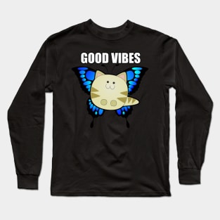 Good Vibes Butterfly Kitten Long Sleeve T-Shirt